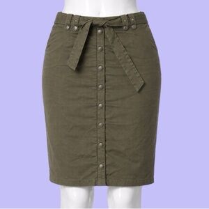 Living Dead Souls Olive Army Green Button-Front Pin Up Rockabilly Skirt